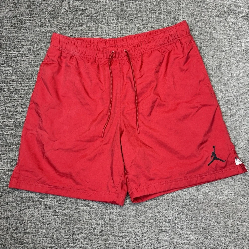 Jordan Swim Trunks Men's Large Red‎ Board Shorts Drawstring Back Pocket Jumpan